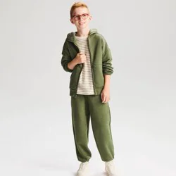 Boys' Relaxed Fit Fleece Zip-Up Hoodie Sweatshirt - Cat & Jack™ Dark Green S