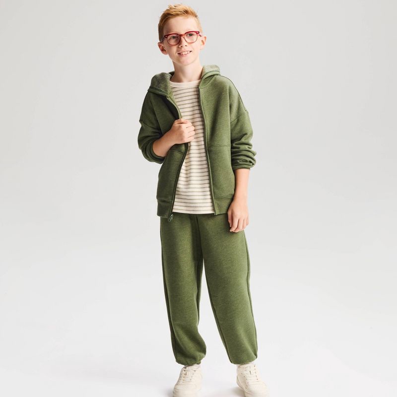slide 1 of 3, Boys' Relaxed Fit Fleece Zip-Up Hoodie Sweatshirt - Cat & Jack™ Dark Green L, 1 ct