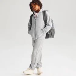 Boys' Relaxed Fit Fleece Zip-Up Hoodie Sweatshirt - Cat & Jack™ Heathered Gray S