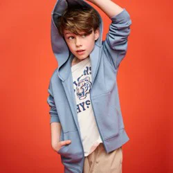 Boys' Relaxed Fit Fleece Zip-Up Hoodie Sweatshirt - Cat & Jack™ Blue XS