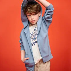 Boys' Relaxed Fit Fleece Zip-Up Hoodie Sweatshirt - Cat & Jack™ Blue S