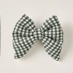 Hooray House Bow Tie - Dark Green Gingham XS/S