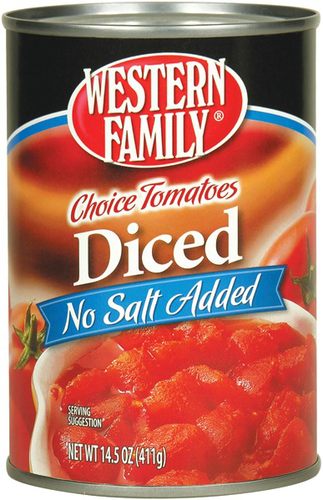 slide 1 of 1, Western Family No Salt Diced Tomatoes, 14.5 oz