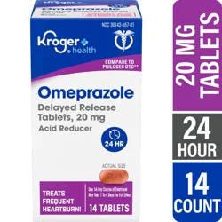 Kroger® 24 Hour Delayed Release Heartburn Acid Reducer Omeprazole Tablets 20mg, 14 ct