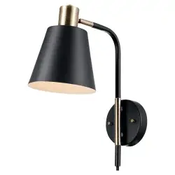 Globe Novo 2-in-1 Plug In Wall Sconce Black/Brass Accents