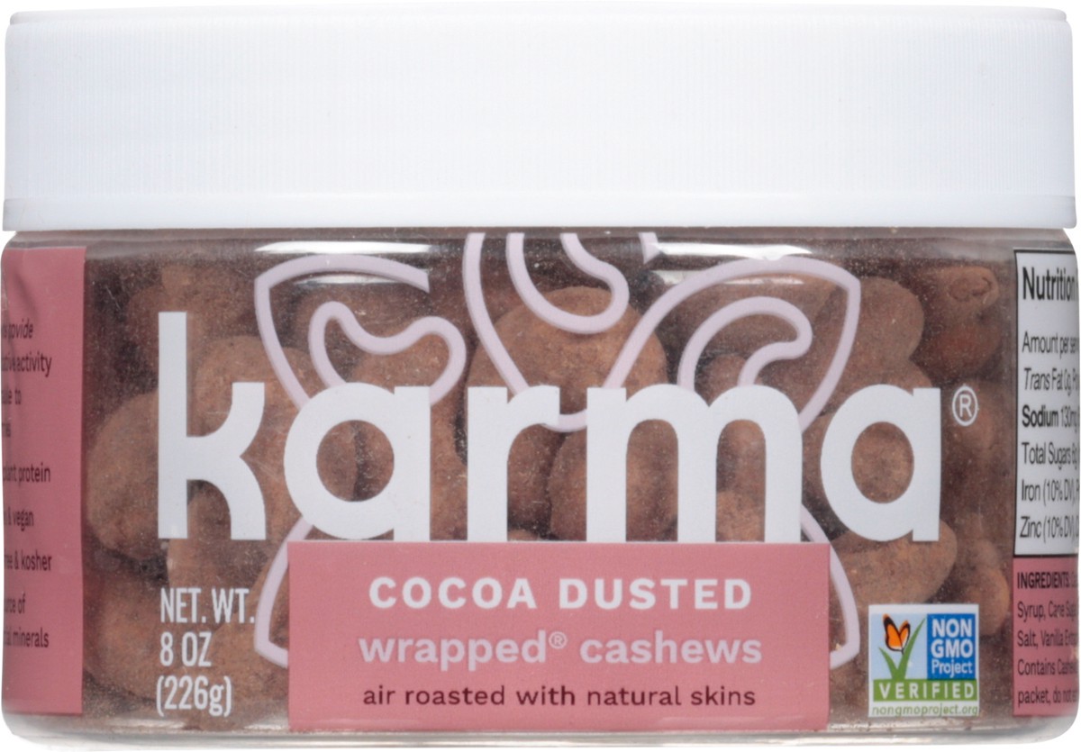 slide 1 of 9, Karma Wrapped Cocoa Dusted Cashews 8 oz, 8 oz