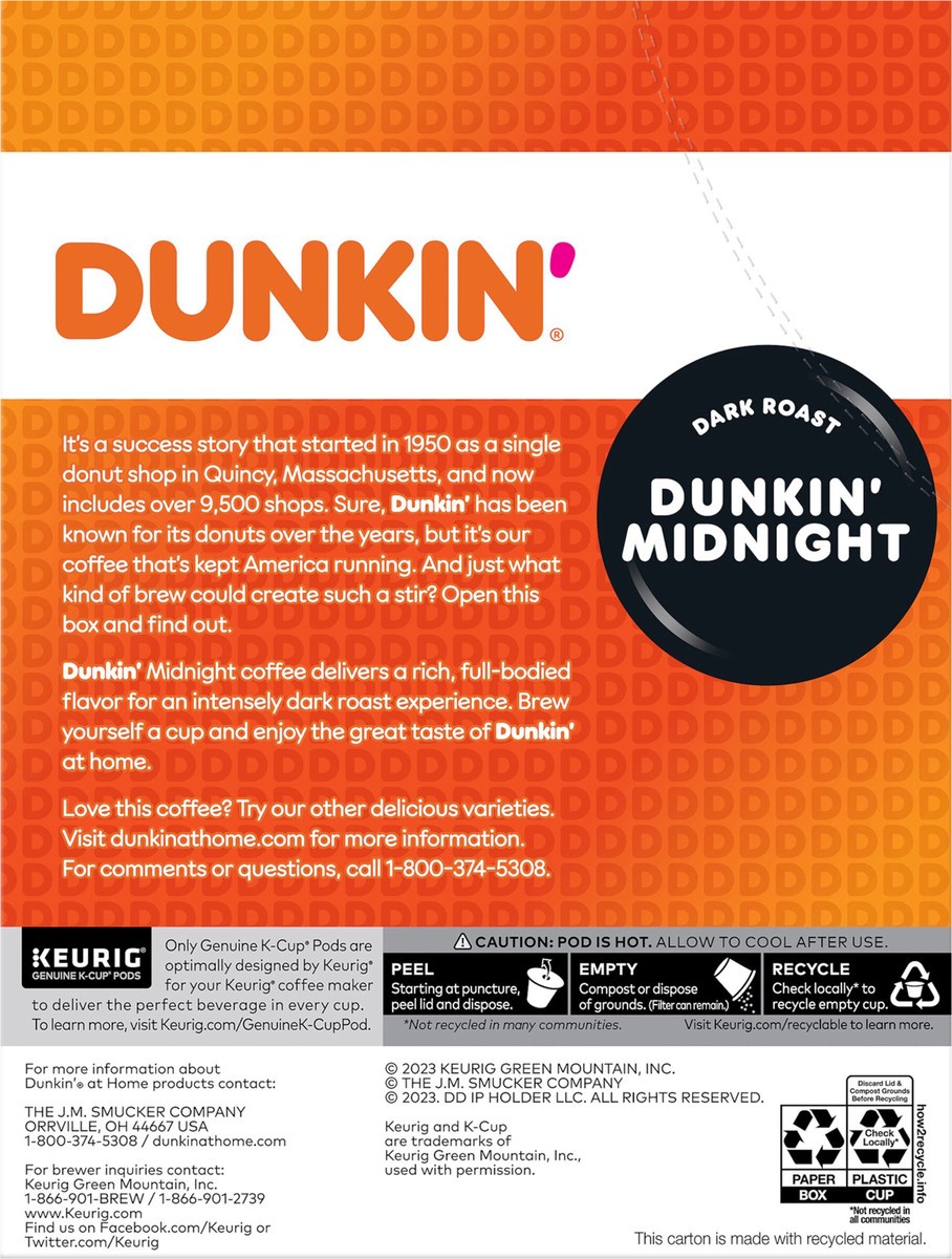 slide 9 of 13, Dunkin' Dark Roast, Keurig Single Serve K-Cup Pods, 22 Count, 1 ct