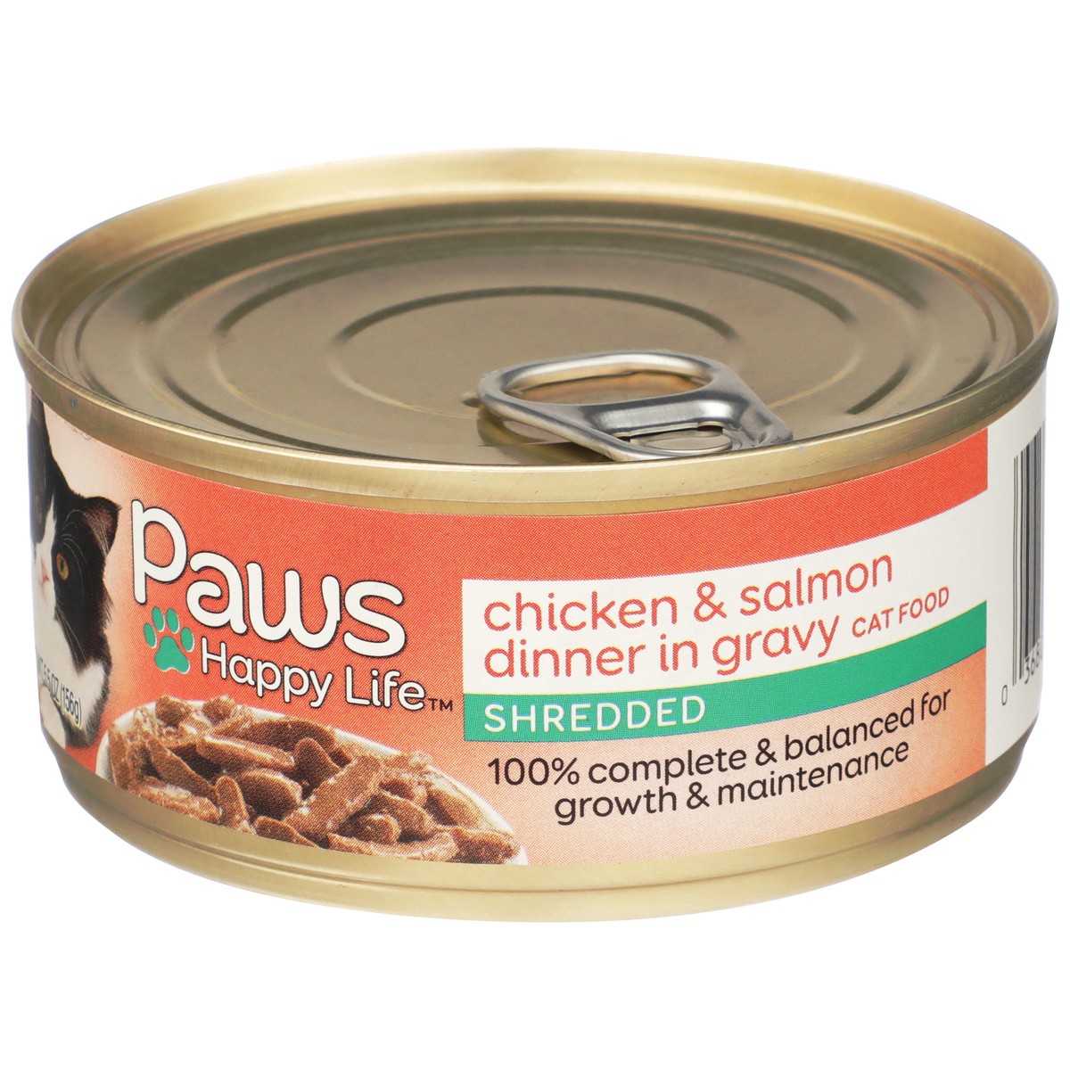 slide 9 of 11, Paws Happy Life Shredded Chicken & Salmon Dinner Cat Food in Gravy 5.5 oz, 5.5 oz