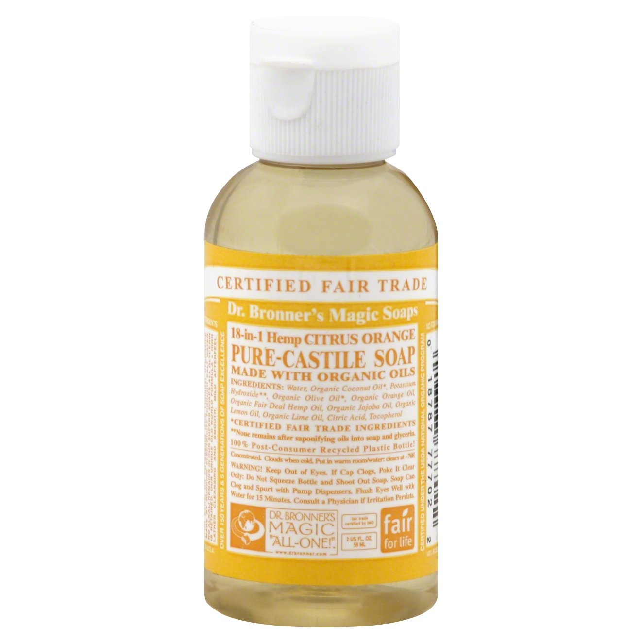 slide 1 of 1, Dr. Bronner's Organic Castile Liquid Soap Citrus Orange, 2 fl oz