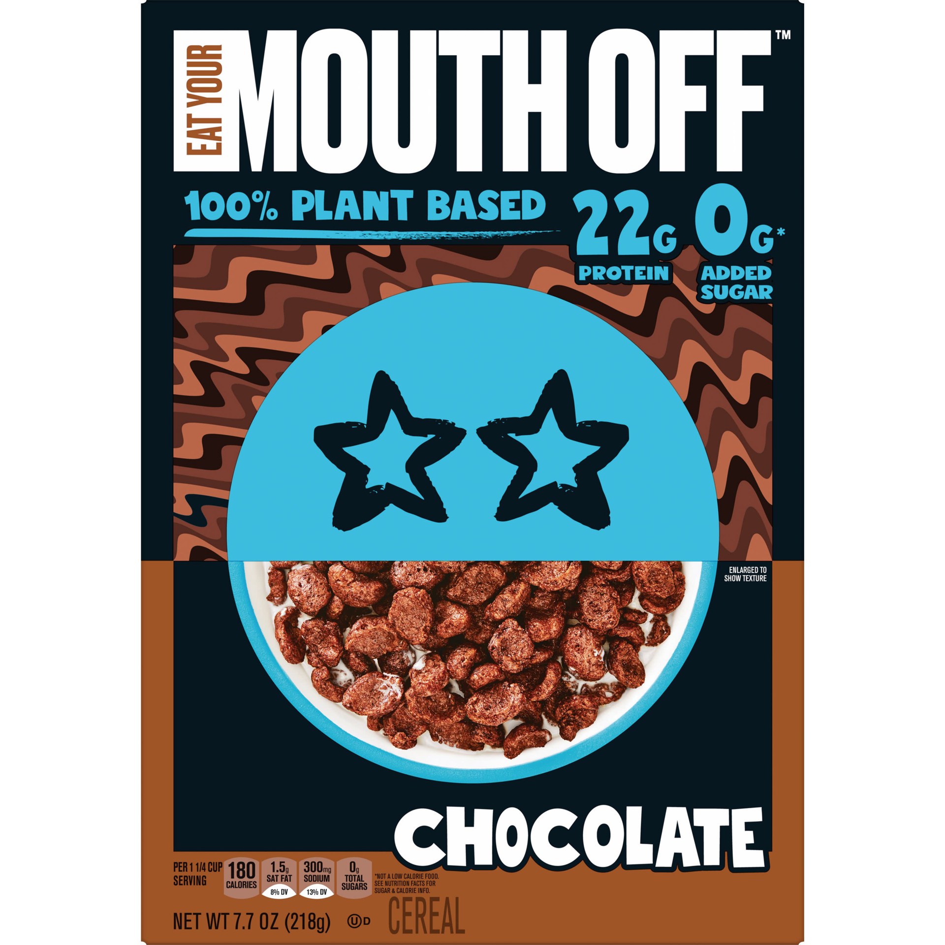 slide 2 of 5, Eat Your Mouth Off Breakfast Cereal, Plant Based Cereal, Protein Snack, Chocolate, 7.7oz Box (1 Box), 7.7 oz