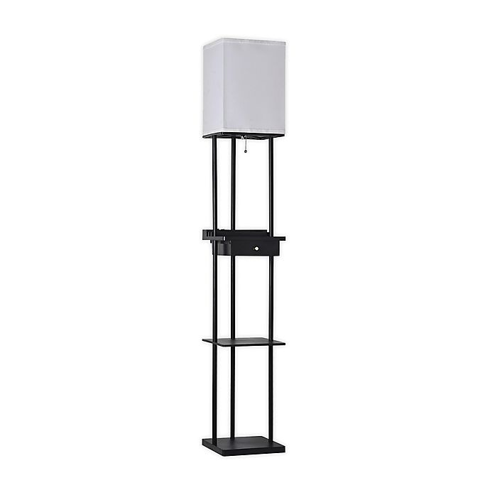 slide 2 of 11, Adesso Etagere Floor Lamp with Charging Station - Black, 1 ct