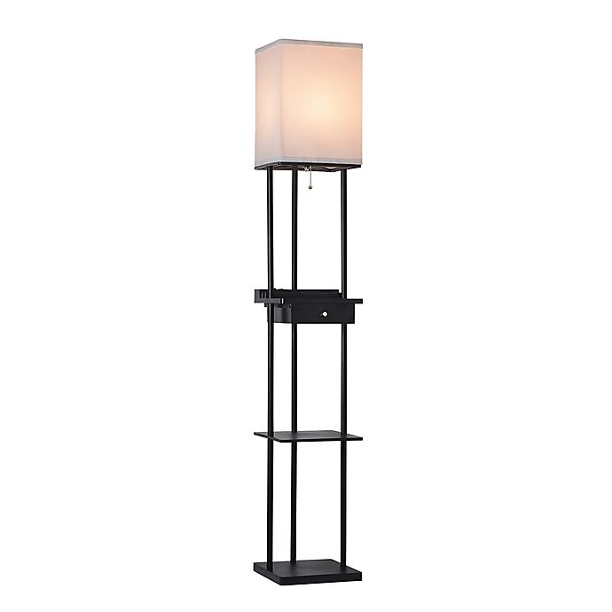 slide 4 of 11, Adesso Etagere Floor Lamp with Charging Station - Black, 1 ct