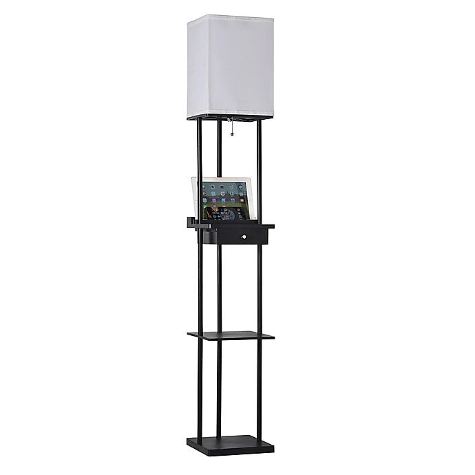 slide 5 of 11, Adesso Etagere Floor Lamp with Charging Station - Black, 1 ct