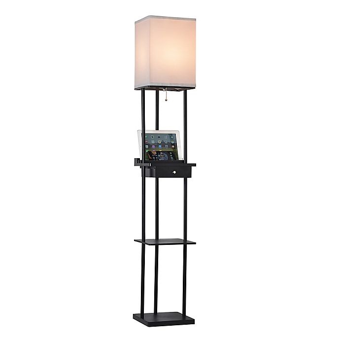 slide 6 of 11, Adesso Etagere Floor Lamp with Charging Station - Black, 1 ct