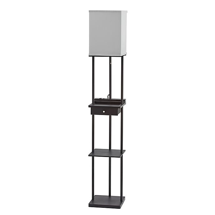 slide 10 of 11, Adesso Etagere Floor Lamp with Charging Station - Black, 1 ct