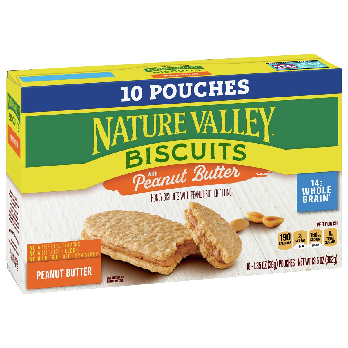 slide 5 of 9, Nature Valley Biscuit Sandwiches, Peanut Butter, Snack Bars, 10 Bars, 13.5 oz, 10 ct