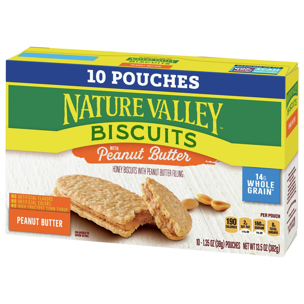 slide 6 of 9, Nature Valley Biscuit Sandwiches, Peanut Butter, Snack Bars, 10 Bars, 13.5 oz, 10 ct