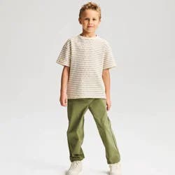 Boys' Short Sleeve Textured Striped Relaxed Fit T-Shirt - Cat & Jack™ Gray/Cream XL