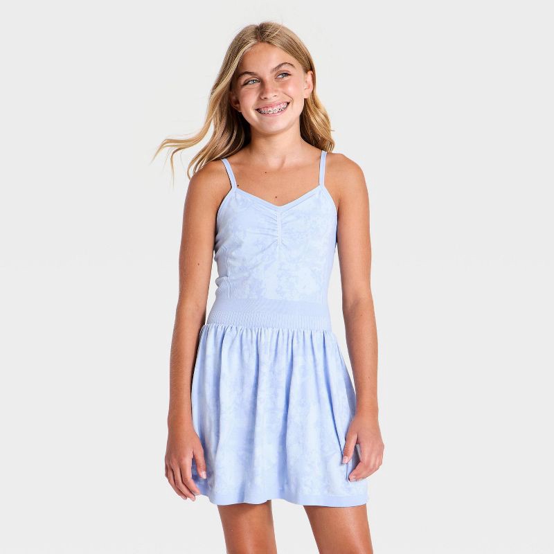 slide 1 of 3, Girls' Seamless Active Dress - All In Motion™ Blue M, MED