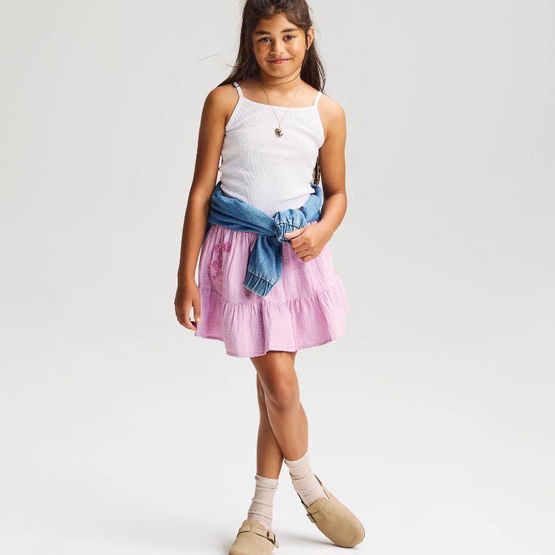 slide 1 of 3, Girls' Fitted Ribbed Tank Top - Cat & Jack™ White L, 1 ct
