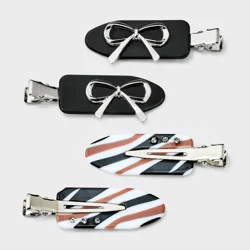 Bow & Zebra Print Creaseless Hair Clip Set 4pc - Wild Fable™ Multi