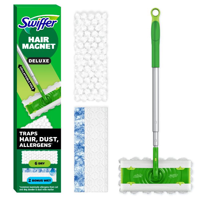 slide 1 of 16, Swiffer Sweeper Hair Magnet Deluxe Starter Kit Floor Cleaners - 9pc, 9 ct