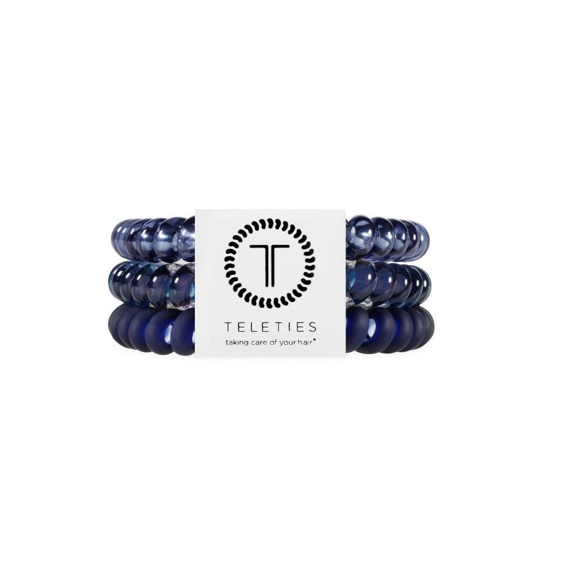 slide 1 of 3, TELETIES Small Hair Coil - 3pk - Nightfall Navy, 3 ct