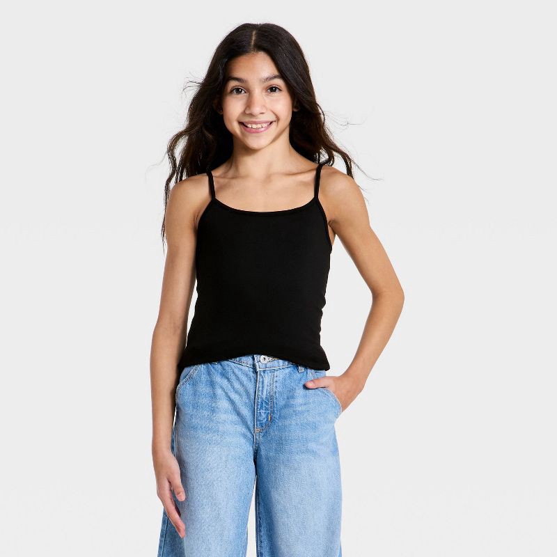 slide 1 of 3, Girls' Super-Soft Cami - art class™ Black S, 1 ct