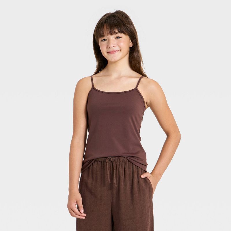 slide 1 of 3, Girls' Super-Soft Cami - art class™ Brown M, 1 ct