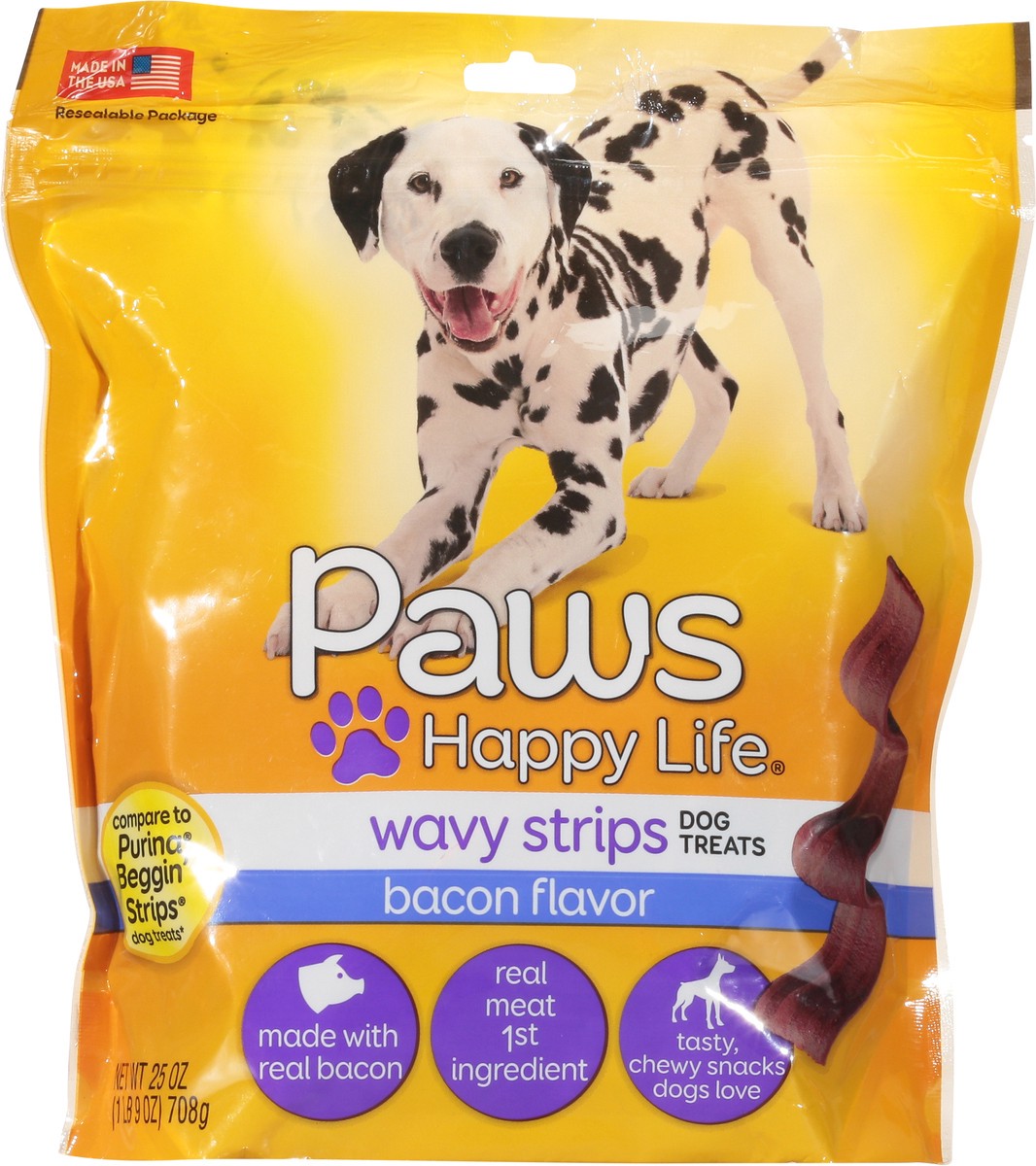 slide 6 of 9, Paws Happy Life Wavy Strips Bacon Flavor Dog Treats 25 oz, 25 oz