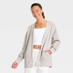 Women's Airy Sleek Cardigan - All In Motion™ Taupe Heather L