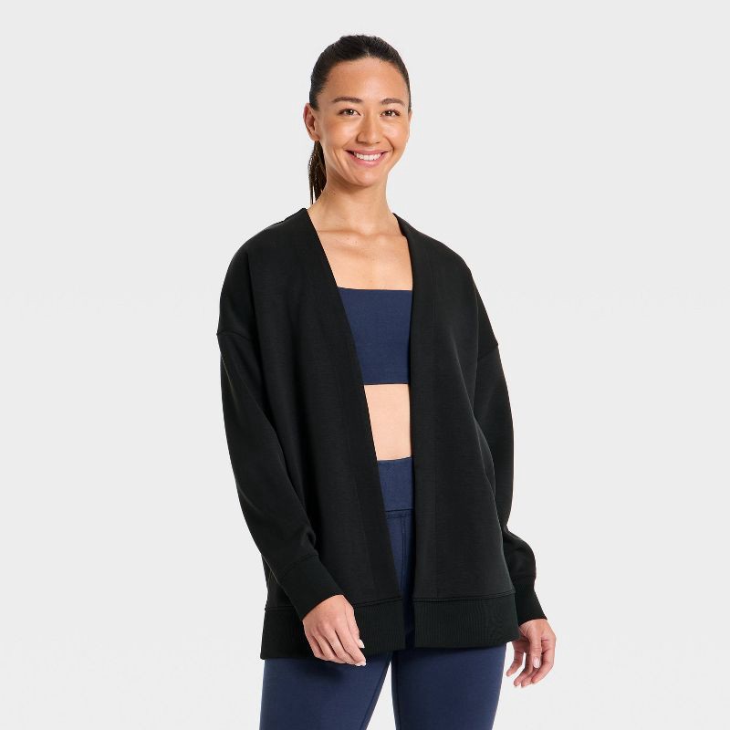 slide 1 of 5, Women's Airy Sleek Cardigan - All In Motion™ Black L, LG
