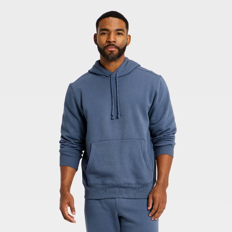 slide 1 of 3, Men's Active Comfort Cotton Fleece Hooded Sweatshirt - All in Motion™ Dark Blue M, 1 ct