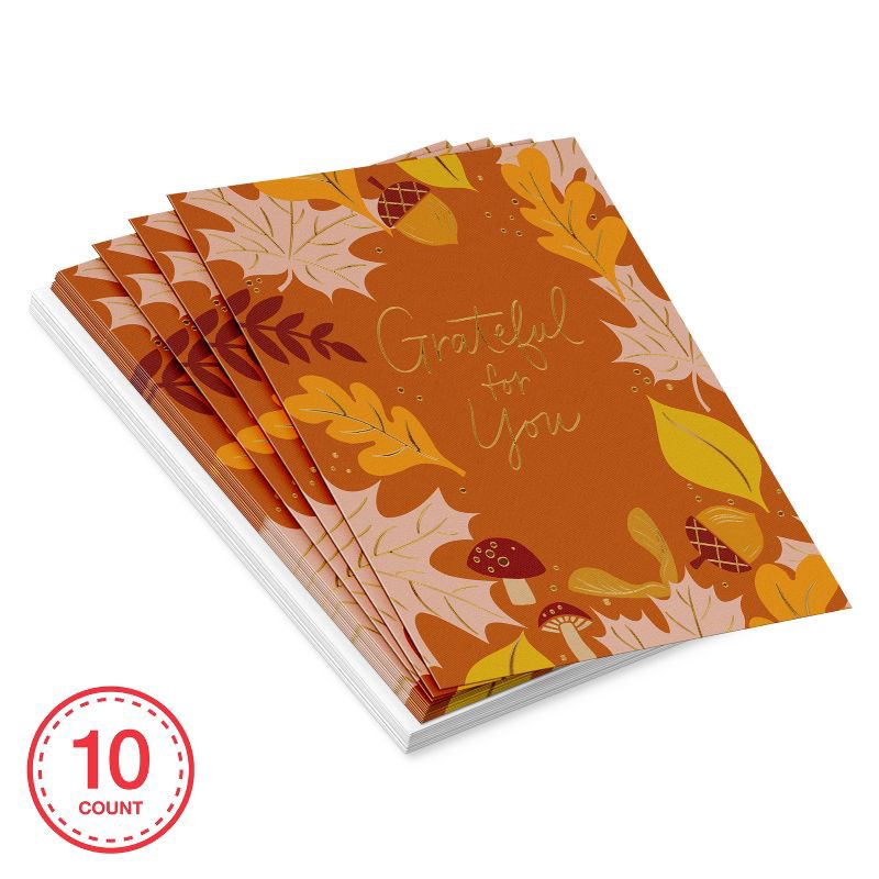 slide 1 of 5, American Greetings 10ct Fall Stationery Thank You Leaves, 10 ct