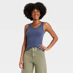 Women's Iconic Scoop Neck Tank Top - Universal Thread™ Navy Blue XS