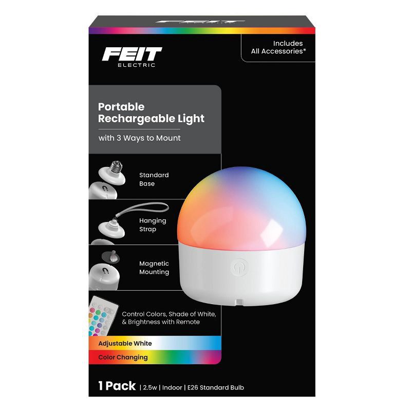 slide 1 of 3, Feit Rechargeable color changing Light Bulb with Remote, 1 ct