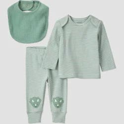 Carter's Just One You® Baby Boys' 3pc Dino Top And Bottom Set With Bib - Green Newborn