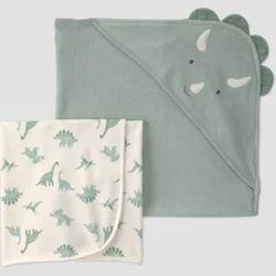 Carter's Just One You® Baby 2pk Hooded Towel - Green Dino