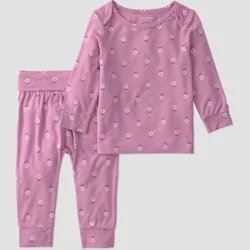 Carter's Just One You® Baby Girls' 2pc Flower Comfy Soft Top & Bottom Set - Mauve 6M