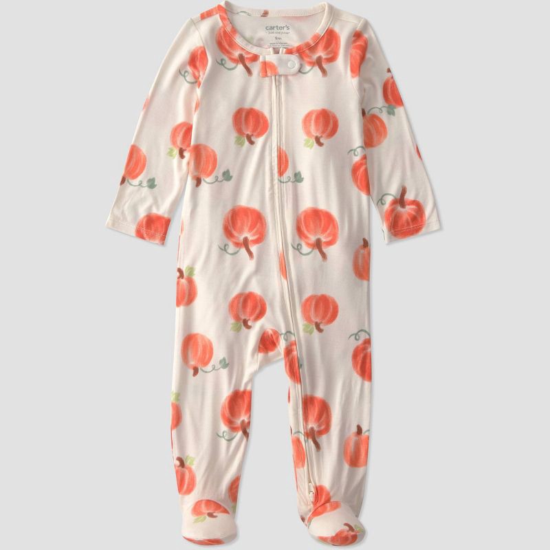 slide 1 of 6, Carter's Just One You® Baby pumpkins Comfy Soft Long Sleeve Sleep N' Play - Ivory 3M, 1 ct