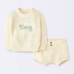 Baby Girls' 2pc Top and Bottom Sets - Cloud Island™ Off-White 18M