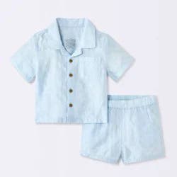 Baby Boys' 2pc Top and Bottom Sets - Cloud Island™ Light Blue 6-9M