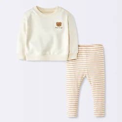 Baby Girls' Top and Bottom Sets - Cloud Island™ Off-White 24M