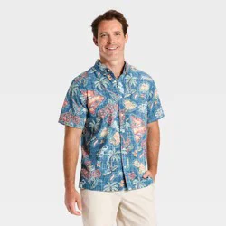 Goodfellow & Co x Reyn Spooner Men's Short Sleeve Beach Button-Down Shirt - Goodfellow & Co™ x Reyn Spooner Navy L