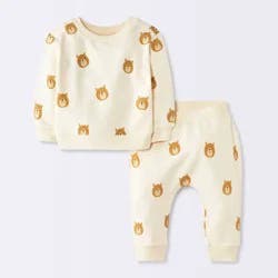 Baby Boys' 2pc Top and Bottom Sets - Cloud Island™ Off-White Newborn