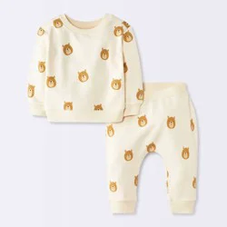 Baby Boys' 2pc Top and Bottom Sets - Cloud Island™ Off-White 6-9M