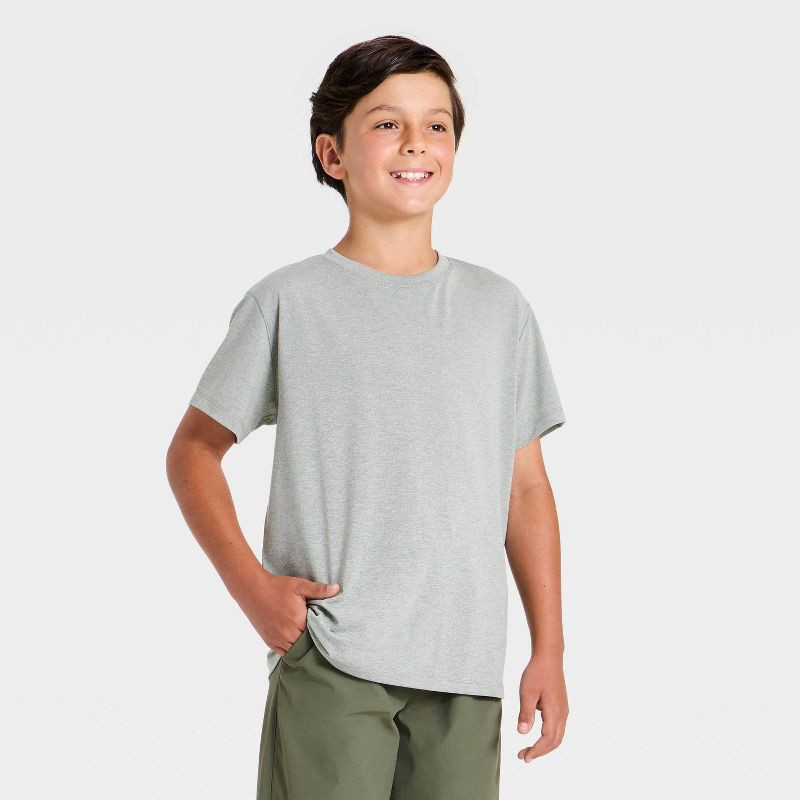slide 1 of 3, Boys' Short Sleeve Active T-Shirt - All In Motion™ Dark Olive Green M, 1 ct