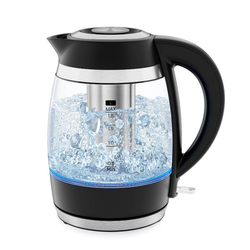 slide 1 of 6, Chefman Fast-Boil 1.8L Infuser Kettle Black, 1.8 liter