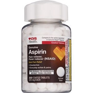 slide 1 of 1, CVS Health Genuine Aspirin Pain Reliever & Fever Reducer (Nsaid) 325 Mg Coated Tablets, 300 Ct, 300 ct