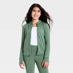 Girls' Picot Trim Active Jacket - All In Motion™ Green XS